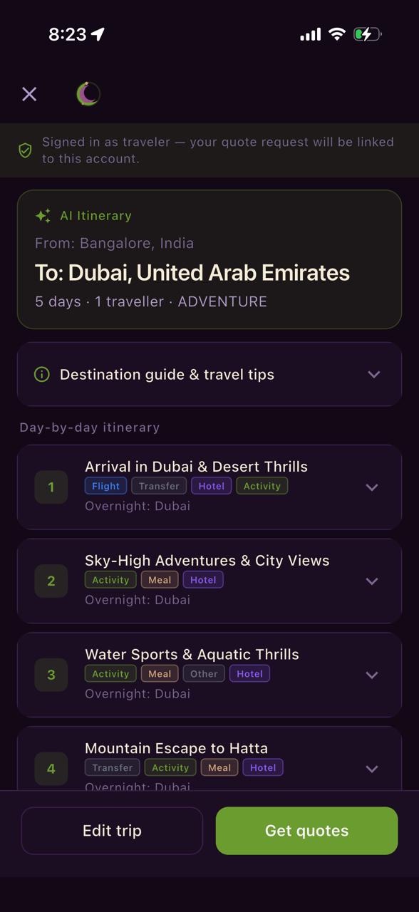 Jetdunes AI itinerary result